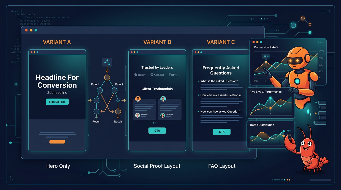 🦞 בדיקות A/B מתקדמות: לוגיקה מותנית ווריאציות HTML עשירות